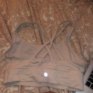 LULU LEMON TAN/ light pink sports bra